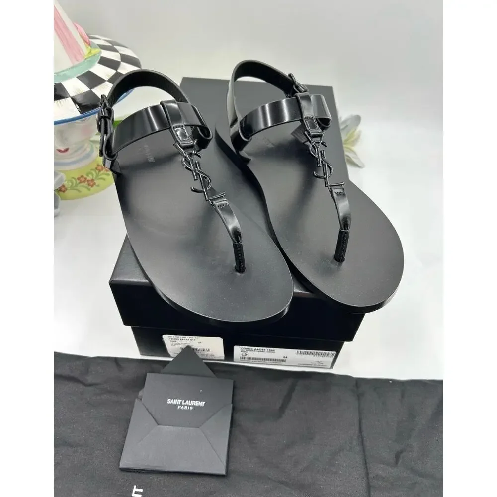 Men's Saint Laurent Ysl CASSANDRE thong sandals size 44 made in Italy